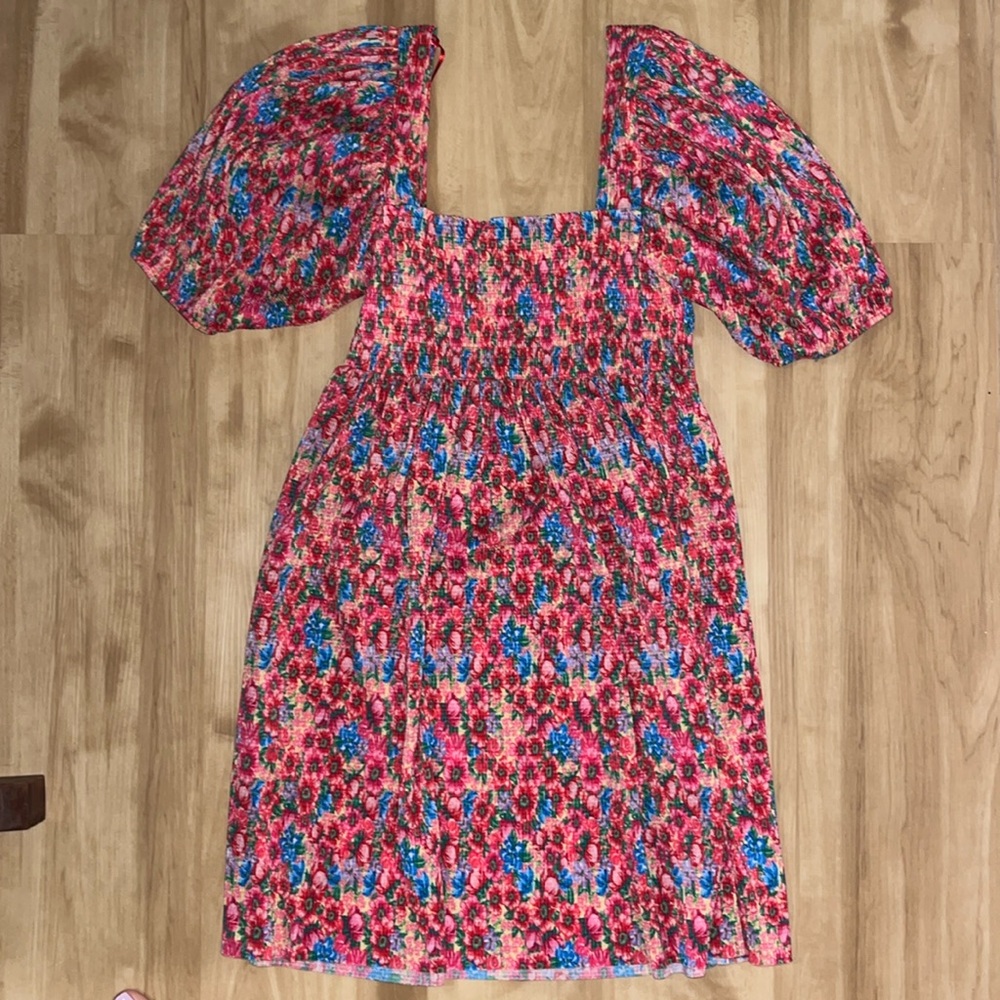 Bright & Floral Mini Dress (worn once, perfect condition) Size S